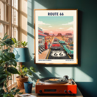 Route 66 Americana Art Print: Retro Road Trip Poster