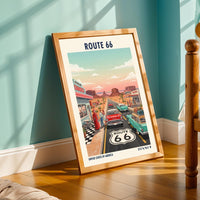 Route 66 Americana Art Print: Retro Road Trip Poster