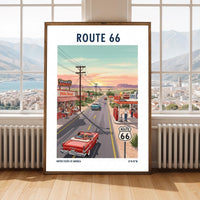 Route 66 Americana Art Print: Vintage Road Trip Illustration