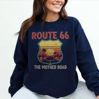 Retro Route 66 Crewneck Shirt, Road Trip Lovers Tee, Vintage Classic Car Sweatshirt Hoodie
