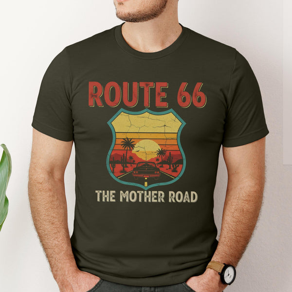 Retro Route 66 Crewneck Shirt, Road Trip Lovers Tee, Vintage Classic Car Sweatshirt Hoodie
