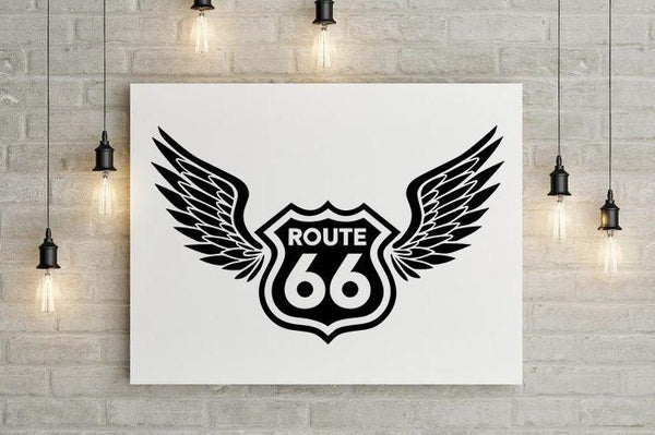 Route 66 Winged Sign - Digital SVG & PNG Download, Ideal for Car Decals, Travel Art, Cricut Projects, and Vintage Home Decor Prints, T-Shirt