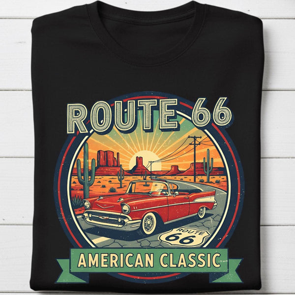 Route 66 T-Shirt | Car Lover Gift for Men | Vintage Graphic Tee
