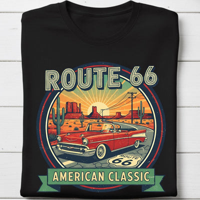 Route 66 T-Shirt | Car Lover Gift for Men | Vintage Graphic Tee
