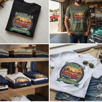 Route 66 T-Shirt | Car Lover Gift for Men | Vintage Graphic Tee