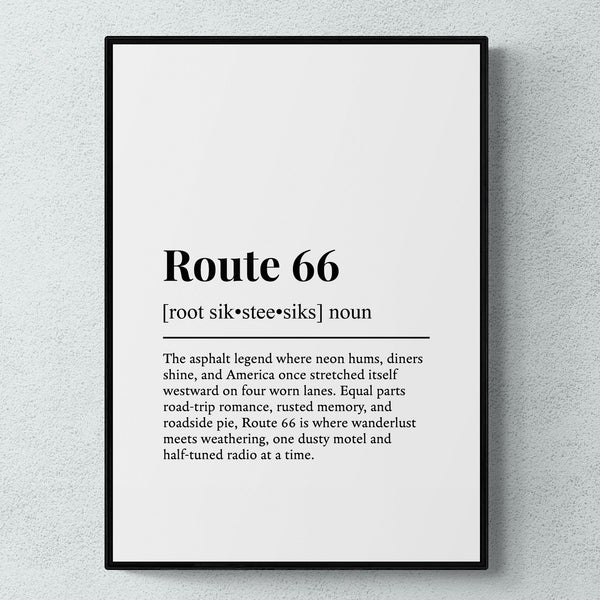 Route 66 Definition Print, Funny USA Wall Art, American Home Decor, Travel Gift | Printable Digital Download