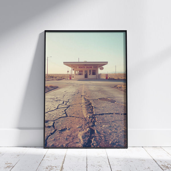 Route 66 Gas Station Poster Retro Oil Painting Americana 4 Wall Art Home Decor