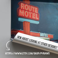Route 66 Motel Sign Retro Poster Classic American Road Trip 4 Wall Art Print
