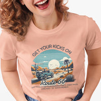 Route 66 Get Your Kicks on Route 66 Unisex Short Sleeve T-Shirt - Historic Highway, The Mother Road, Desert, Off-Road Vehicle, Iconic Gift