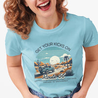 Route 66 Get Your Kicks on Route 66 Unisex Short Sleeve T-Shirt - Historic Highway, The Mother Road, Desert, Off-Road Vehicle, Iconic Gift