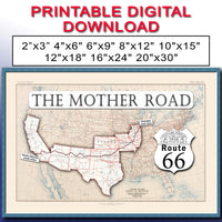 1926 Route 66 Map Art Print, Mother Road, USA (Digital Download) 100th anniversary