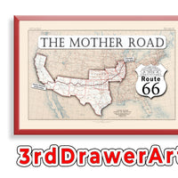 1926 Route 66 Map Art Print, Mother Road, USA (Digital Download) 100th anniversary