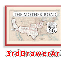 1926 Route 66 Map Art Print, Mother Road, USA (Digital Download) 100th anniversary