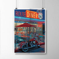 American Diner Poster, Retro Route 66 Wall Art (Digital Download)