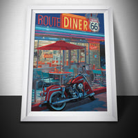 American Diner Poster, Retro Route 66 Wall Art (Digital Download)