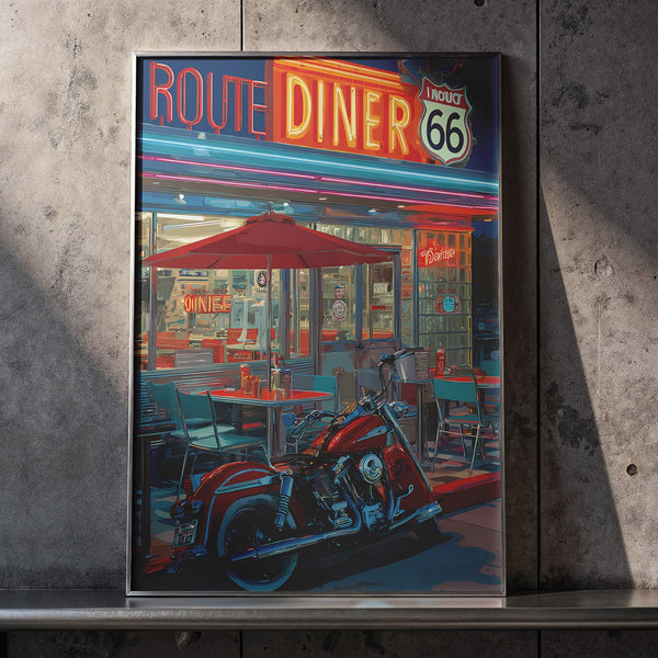 American Diner Poster, Retro Route 66 Wall Art (Digital Download)