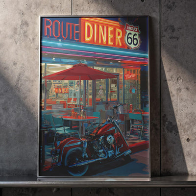 American Diner Poster, Retro Route 66 Wall Art (Digital Download)
