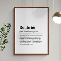 Route 66 Definition Print, Funny USA Wall Art, American Home Decor, Travel Gift | Printable Digital Download
