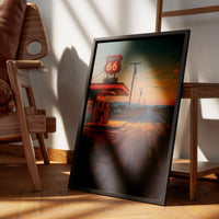 Route 66 Gas Station Poster Retro Oil Painting Americana 4 Wall Art Home Decor