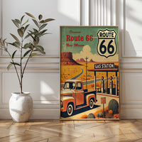 Route 66 Travel Poster: Vintage Ford Truck, New Mexico Desert Art