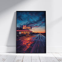 Route 66 Motel Sign Retro Poster Classic American Road Trip 4 Wall Art Print