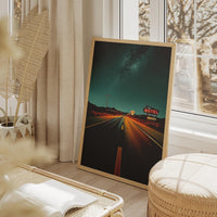 Endless American Road Poster | Retro Route 66 Americana Wall Art Print 4 Piece
