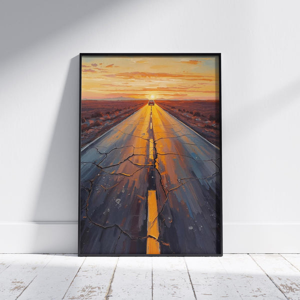 Endless American Road Poster | Retro Route 66 Americana Wall Art Print 4 Piece