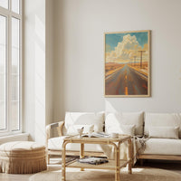 Endless American Road Poster | Retro Route 66 Americana Wall Art Print 4 Piece