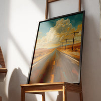 Endless American Road Poster | Retro Route 66 Americana Wall Art Print 4 Piece