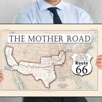 1926 Route 66 Map Art Print, Mother Road, USA (Digital Download) 100th anniversary