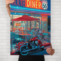 American Diner Poster, Retro Route 66 Wall Art (Digital Download)