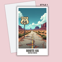 Route 66 Postcard Personalized America Travel Map Route 66 Personalized Gift for Friends Greeting Card Gift Card Holiday Map