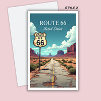 Route 66 Postcard Personalized America Travel Map Route 66 Personalized Gift for Friends Greeting Card Gift Card Holiday Map