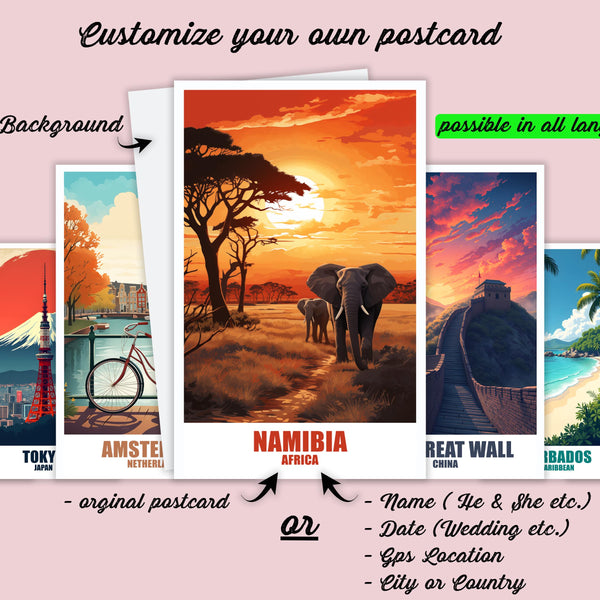 Route 66 Postcard Personalized America Travel Map Route 66 Personalized Gift for Friends Greeting Card Gift Card Holiday Map