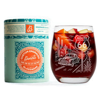 Route 66 Glasses | Laser Etched Road Trip Glassware | Engraved Gift for Travelers & Americana Fans