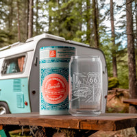 Route 66 Glasses | Laser Etched Road Trip Glassware | Engraved Gift for Travelers & Americana Fans