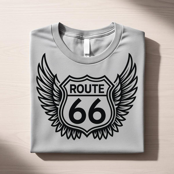 Route 66 SVG PNG Digital Download - Winged Sign Clipart, Cricut File, T-Shirt Design, Biker Decor, Craft Cut, Printable Art, Vintage Road