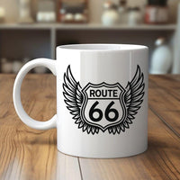 Route 66 SVG PNG Digital Download - Winged Sign Clipart, Cricut File, T-Shirt Design, Biker Decor, Craft Cut, Printable Art, Vintage Road