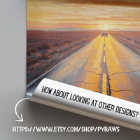Endless American Road Poster | Retro Route 66 Americana Wall Art Print 4 Piece