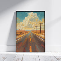 Endless American Road Poster | Retro Route 66 Americana Wall Art Print 4 Piece