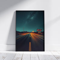 Endless American Road Poster | Retro Route 66 Americana Wall Art Print 4 Piece