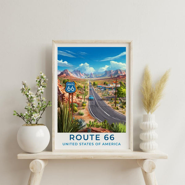 Route 66 Art Print | American Landscape Wall Art (Digital Download Available) Travel USA Poster Print Scenic Gift Tourist
