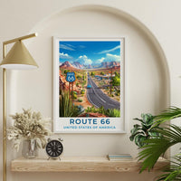 Route 66 Art Print | American Landscape Wall Art (Digital Download Available) Travel USA Poster Print Scenic Gift Tourist
