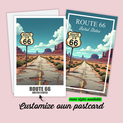 Route 66 Postcard Personalized America Travel Map Route 66 Personalized Gift for Friends Greeting Card Gift Card Holiday Map
