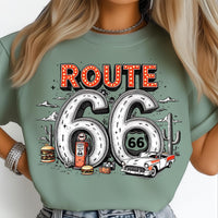 Route 66 Classic Car Retro Desert Diner Vintage Art State PNG: Sublimation Design Dtf Tshirt Png Digital Download
