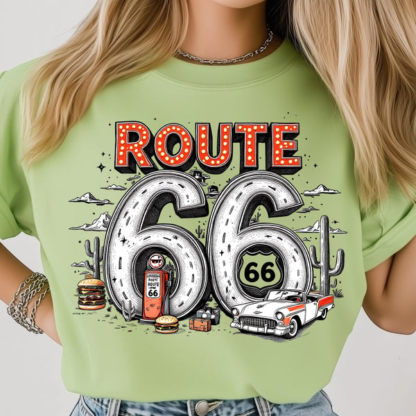 Route 66 Classic Car Retro Desert Diner Vintage Art State PNG: Sublimation Design Dtf Tshirt Png Digital Download
