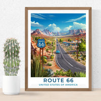 Route 66 Art Print | American Landscape Wall Art (Digital Download Available) Travel USA Poster Print Scenic Gift Tourist