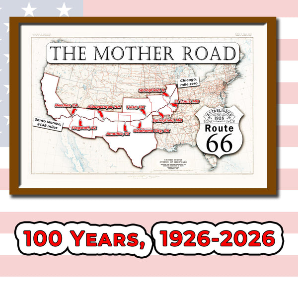 Centennial Route 66 map, large printable poster (instant download)