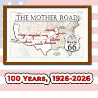 Centennial Route 66 map, large printable poster (instant download)