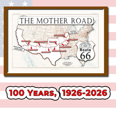 Centennial Route 66 map, large printable poster (instant download)